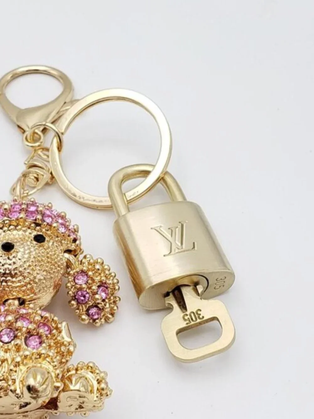 Authentic Louis Vuitton Gold Padlock 🔒 Shiny LV Key + Bag Unbranded Charm
